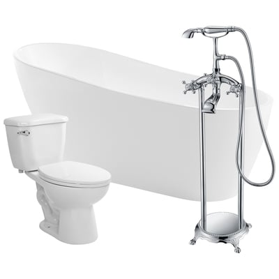 Free Standing Bath Tubs Anzzi Trend Series Acrylic Glossy White White FTAZ093-52C-55 191042036796 BATHROOM - Bathtubs - Freestan Acrylic Fiberglass Faucet Toilet 