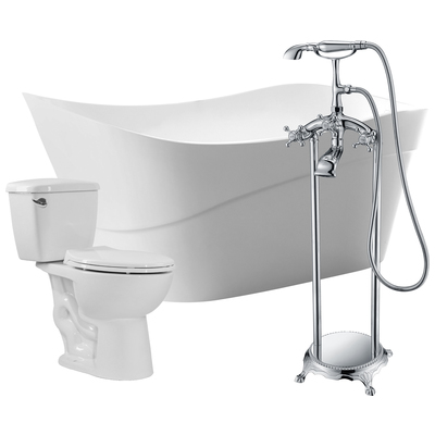 Free Standing Bath Tubs Anzzi Kahl Series Acrylic Glossy White White FTAZ094-52C-63 191042033115 BATHROOM - Bathtubs - Freestan Acrylic Fiberglass Faucet Toilet 