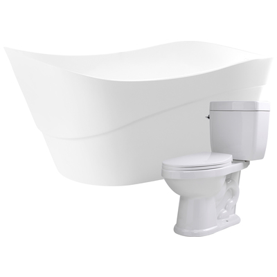 Free Standing Bath Tubs Anzzi Kahl Series Acrylic Glossy White White FTAZ094-T065 191042029774 BATHROOM - Bathtubs - Freestan Acrylic Fiberglass Toilet 