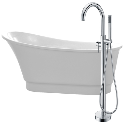 Free Standing Bath Tubs Anzzi Prima Series Acrylic Glossy White White FTAZ095-0025C 191042026957 BATHROOM - Bathtubs - Freestan Acrylic Fiberglass Chrome Faucet 