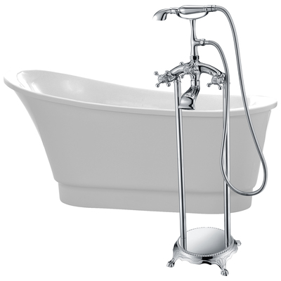 Anzzi Free Standing Bath Tubs, Acrylic,Fiberglass, Chrome, Faucet, White, Acrylic, BATHROOM - Bathtubs - Freestanding Bathtubs - One Piece - Acrylic, 191042027053, FTAZ095-0052C