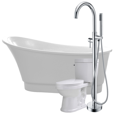 Free Standing Bath Tubs Anzzi Prima Series Acrylic Glossy White White FTAZ095-25C-65 191042034341 BATHROOM - Bathtubs - Freestan Acrylic Fiberglass Faucet Toilet 