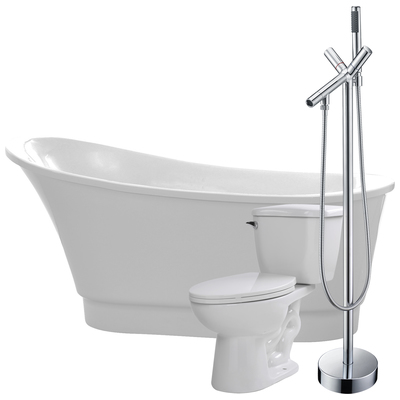 Free Standing Bath Tubs Anzzi Prima Series Acrylic Glossy White White FTAZ095-42C-55 191042037670 BATHROOM - Bathtubs - Freestan Acrylic Fiberglass Faucet Toilet 
