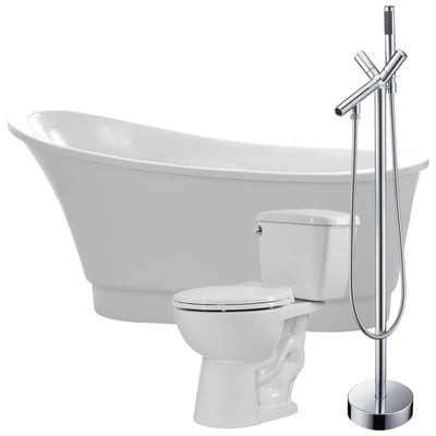 Free Standing Bath Tubs Anzzi Prima Series Acrylic Glossy White White FTAZ095-42C-63 191042031173 BATHROOM - Bathtubs - Freestan Acrylic Fiberglass Faucet Toilet 