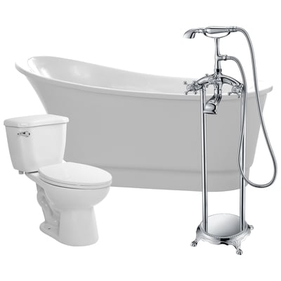 Anzzi Free Standing Bath Tubs, Acrylic,Fiberglass, Faucet,Toilet, White, Acrylic, BATHROOM - Bathtubs - Freestanding Bathtubs - One Piece - Acrylic, 191042037694, FTAZ095-52C-55