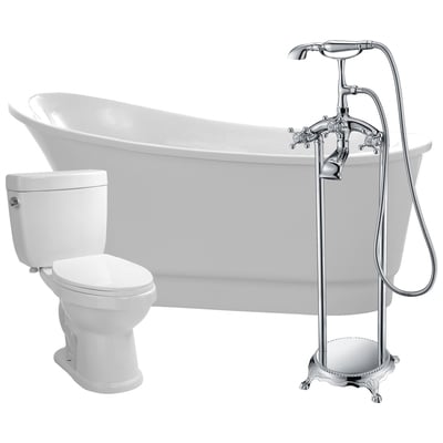 Anzzi Free Standing Bath Tubs, Acrylic,Fiberglass, Faucet,Toilet, White, Acrylic, BATHROOM - Bathtubs - Freestanding Bathtubs - One Piece - Acrylic, 191042034440, FTAZ095-52C-65