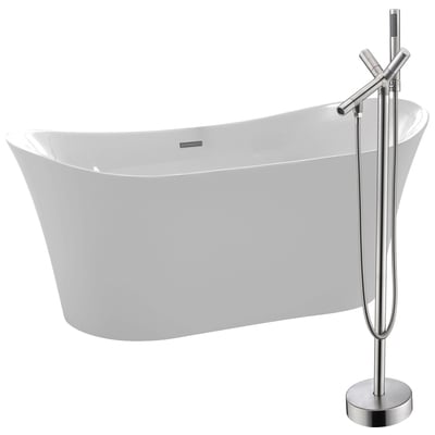 Anzzi Free Standing Bath Tubs, Acrylic,Fiberglass, Brushed Nickel, Faucet, White, Acrylic, BATHROOM - Bathtubs - Freestanding Bathtubs - One Piece - Acrylic, 191042029071, FTAZ096-0042B