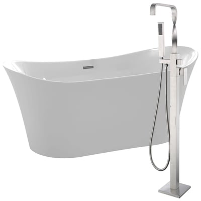 Anzzi Free Standing Bath Tubs, Acrylic,Fiberglass, Brushed Nickel, Faucet, White, Acrylic, BATHROOM - Bathtubs - Freestanding Bathtubs - One Piece - Acrylic, 191042029095, FTAZ096-0050B