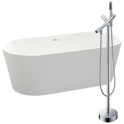 Free Standing Bath Tubs Anzzi Chand Series Acrylic Glossy White White FTAZ098-0042C 191042028296 BATHROOM - Bathtubs - Freestan Acrylic Fiberglass Chrome Faucet 