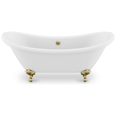 Free Standing Bath Tubs Anzzi Falco Acrylic White tub with Brushed Gold Cl White FT-AZ132BG 191042073760 BATHROOM - Bathtubs - Freestan Acrylic Fiberglass Clawfoot Claw Gold Golden 