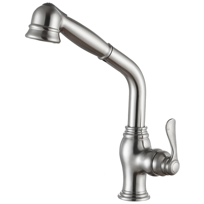 Kitchen Faucets Anzzi Del Moro Series Brass Brushed Nickel Nickel KF-AZ203BN 191042019614 KITCHEN - Kitchen Faucets - Pu Kitchen Pull Out Single Handle Brass Brush BrushedSteel NICKE 