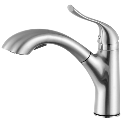 Kitchen Faucets Anzzi Di Piazza Series Brass Brushed Nickel Nickel KF-AZ205BN 191042019676 KITCHEN - Kitchen Faucets - Pu Kitchen Pull Out Single Handle Brass Brush BrushedSteel NICKE 
