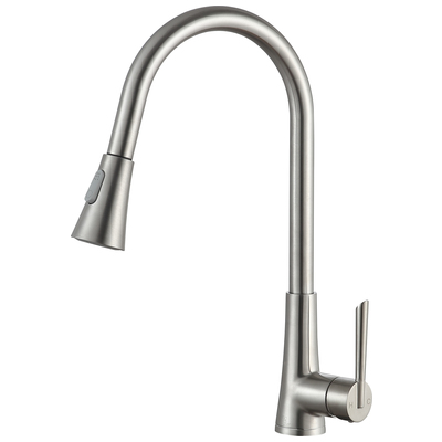 Kitchen Faucets Anzzi Tulip Series Brass Brushed Nickel Nickel KF-AZ216BN 191042017931 KITCHEN - Kitchen Faucets - Pu Kitchen Pull Out Single Handle Brass Brush BrushedSteel NICKE 