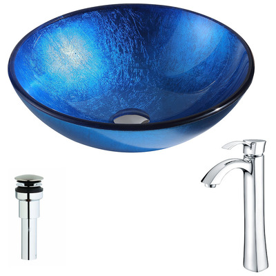 Bathroom Vanity Sinks Anzzi Clavier Series Tempered Glass Lustrous Blue Blue LSAZ027-095 848308084939 BATHROOM - Sinks - Vessel - Te Glass Sinks Glass deco-glass Sinks with Faucets with Faucet Undermount Sink Undermount und 