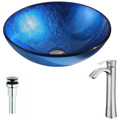 Bathroom Vanity Sinks Anzzi Clavier Series Tempered Glass Lustrous Blue Blue LSAZ027-095B 848308083819 BATHROOM - Sinks - Vessel - Te Glass Sinks Glass deco-glass Sinks with Faucets with Faucet Undermount Sink Undermount und 
