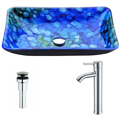 Bathroom Vanity Sinks Anzzi Voce Series Tempered Glass Lustrous Blue Blue LSAZ040-041 848308086360 BATHROOM - Sinks - Vessel - Te Glass Sinks Glass deco-glass Sinks with Faucets with Faucet Undermount Sink Undermount und 