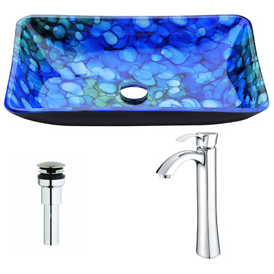 Bathroom Vanity Sinks Anzzi Voce Series Tempered Glass Lustrous Blue Blue LSAZ040-095 848308085318 BATHROOM - Sinks - Vessel - Te Glass Sinks Glass deco-glass Sinks with Faucets with Faucet Undermount Sink Undermount und 