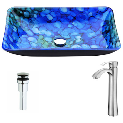 Bathroom Vanity Sinks Anzzi Voce Series Tempered Glass Lustrous Blue Blue LSAZ040-095B 848308083475 BATHROOM - Sinks - Vessel - Te Glass Sinks Glass deco-glass Sinks with Faucets with Faucet Undermount Sink Undermount und 