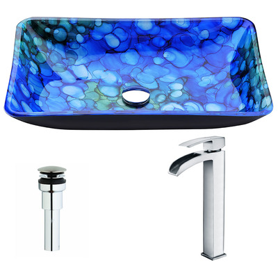Bathroom Vanity Sinks Anzzi Voce Series Tempered Glass Lustrous Blue Blue LSAZ040-097 848308084489 BATHROOM - Sinks - Vessel - Te Glass Sinks Glass deco-glass Sinks with Faucets with Faucet Undermount Sink Undermount und 