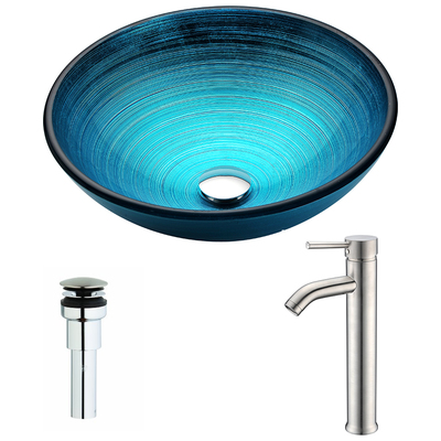 Bathroom Vanity Sinks Anzzi Enti Series Tempered Glass Lustrous Blue Blue LSAZ045-040 848308086803 BATHROOM - Sinks - Vessel - Te Glass Sinks Glass deco-glass Sinks with Faucets with Faucet Undermount Sink Undermount und 