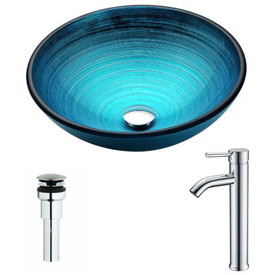 Bathroom Vanity Sinks Anzzi Enti Series Tempered Glass Lustrous Blue Blue LSAZ045-041 848308086407 BATHROOM - Sinks - Vessel - Te Glass Sinks Glass deco-glass Sinks with Faucets with Faucet Undermount Sink Undermount und 