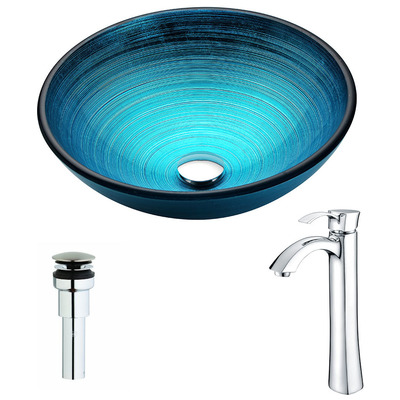 Bathroom Vanity Sinks Anzzi Enti Series Tempered Glass Lustrous Blue Blue LSAZ045-095 848308085370 BATHROOM - Sinks - Vessel - Te Glass Sinks Glass deco-glass Sinks with Faucets with Faucet Undermount Sink Undermount und 