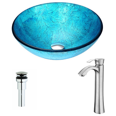 Bathroom Vanity Sinks Anzzi Accent Series Tempered Glass Blue Ice Blue LSAZ047-095B 848308083581 BATHROOM - Sinks - Vessel - Te Glass Sinks Glass deco-glass Sinks with Faucets with Faucet Undermount Sink Undermount und 