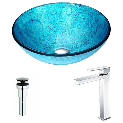 Bathroom Vanity Sinks Anzzi Accent Series Tempered Glass Blue Ice Blue LSAZ047-096 848308085776 BATHROOM - Sinks - Vessel - Te Glass Sinks Glass deco-glass Sinks with Faucets with Faucet Undermount Sink Undermount und 