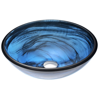 Bathroom Vanity Sinks Anzzi Soave Series Glass Sapphire Wisp Blue LS-AZ048 848308071779 BATHROOM - Sinks - Vessel - Te Glass Sinks Glass deco-glass Undermount Sink Undermount und 