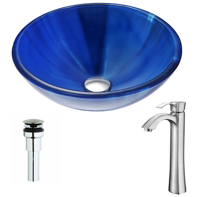 Bathroom Vanity Sinks Anzzi Meno Series Tempered Glass Lustrous Blue Blue LSAZ051-095B 848308083550 BATHROOM - Sinks - Vessel - Te Glass Sinks Glass deco-glass Sinks with Faucets with Faucet Undermount Sink Undermount und 