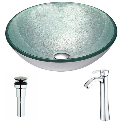 Bathroom Vanity Sinks Anzzi Spirito Series Tempered Glass Churning Silver Silver LSAZ055-095 848308084915 BATHROOM - Sinks - Vessel - Te Glass Sinks Glass deco-glass Sinks with Faucets with Faucet Undermount Sink Undermount und 