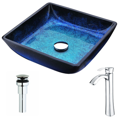 Bathroom Vanity Sinks Anzzi Viace Series Tempered Glass Blazing Blue Blue LSAZ056-095 848308084892 BATHROOM - Sinks - Vessel - Te Glass Sinks Glass deco-glass Sinks with Faucets with Faucet Undermount Sink Undermount und 