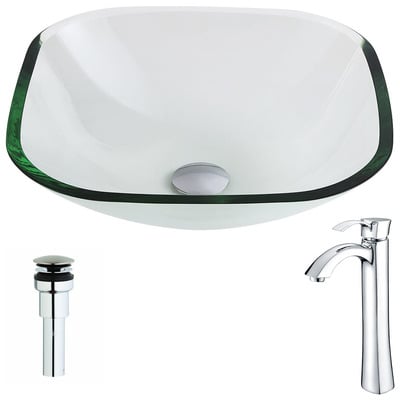Bathroom Vanity Sinks Anzzi Cadenza Series Tempered Glass Clear Clear LSAZ074-095 848308085325 BATHROOM - Sinks - Vessel - Te Glass Sinks Glass deco-glass Sinks with Faucets with Faucet Undermount Sink Undermount und 