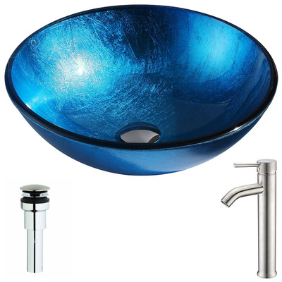 Bathroom Vanity Sinks Anzzi ANZZI Arc Series Tempered Glass Lustrous Light Blue Blue LSAZ078-040 848308084717 BATHROOM - Sinks - Vessel - Te Glass Sinks Glass deco-glass Sinks with Faucets with Faucet Undermount Sink Undermount und 