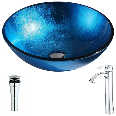 Bathroom Vanity Sinks Anzzi ANZZI Arc Series Tempered Glass Lustrous Light Blue Blue LSAZ078-095 848308083710 BATHROOM - Sinks - Vessel - Te Glass Sinks Glass deco-glass Sinks with Faucets with Faucet Undermount Sink Undermount und 