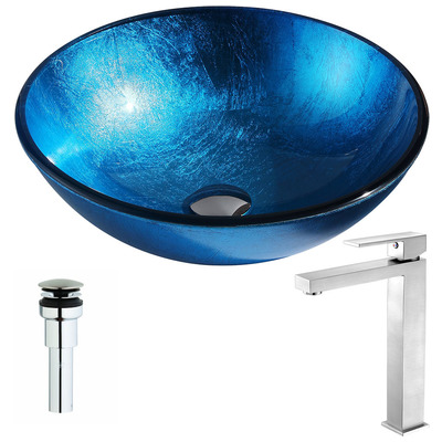 Bathroom Vanity Sinks Anzzi ANZZI Arc Series Tempered Glass Lustrous Light Blue Blue LSAZ078-096B 848308084373 BATHROOM - Sinks - Vessel - Te Glass Sinks Glass deco-glass Sinks with Faucets with Faucet Undermount Sink Undermount und 