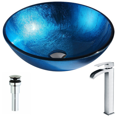 Bathroom Vanity Sinks Anzzi ANZZI Arc Series Tempered Glass Lustrous Light Blue Blue LSAZ078-097 848308085844 BATHROOM - Sinks - Vessel - Te Glass Sinks Glass deco-glass Sinks with Faucets with Faucet Undermount Sink Undermount und 