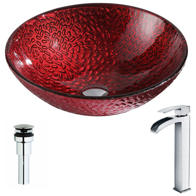 Bathroom Vanity Sinks Anzzi ANZZI Rhythm Series Tempered Glass Lustrous Red Red LSAZ080-097 848308084519 BATHROOM - Sinks - Vessel - Te Glass Sinks Glass deco-glass Sinks with Faucets with Faucet Undermount Sink Undermount und 