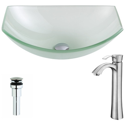 Bathroom Vanity Sinks Anzzi Pendant Series Tempered Glass Lustrous Frosted Finish Green LSAZ085-095B 848308083598 BATHROOM - Sinks - Vessel - Te Glass Sinks Glass deco-glass Sinks with Faucets with Faucet Undermount Sink Undermount und 