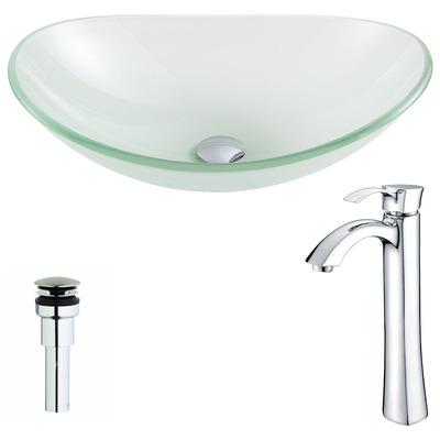 Bathroom Vanity Sinks Anzzi Forza Series Tempered Glass Lustrous Frosted Finish Green LSAZ086-095 848308084908 BATHROOM - Sinks - Vessel - Te Glass Sinks Glass deco-glass Sinks with Faucets with Faucet Undermount Sink Undermount und 