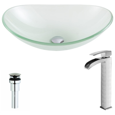 Bathroom Vanity Sinks Anzzi Forza Series Tempered Glass Lustrous Frosted Finish Green LSAZ086-097B 848308084588 BATHROOM - Sinks - Vessel - Te Glass Sinks Glass deco-glass Sinks with Faucets with Faucet Undermount Sink Undermount und 