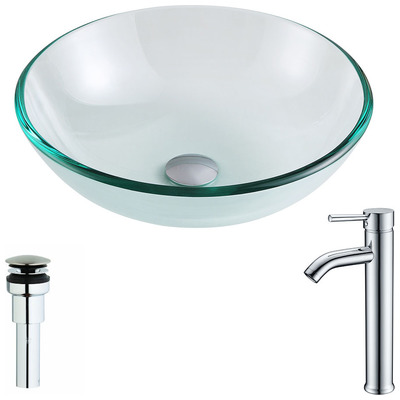 Bathroom Vanity Sinks Anzzi Etude Series Tempered Glass Clear Clear LSAZ087-041 848308086476 BATHROOM - Sinks - Vessel - Te Glass Sinks Glass deco-glass Sinks with Faucets with Faucet Undermount Sink Undermount und 