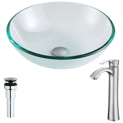 Bathroom Vanity Sinks Anzzi Etude Series Tempered Glass Clear Clear LSAZ087-095B 848308083857 BATHROOM - Sinks - Vessel - Te Glass Sinks Glass deco-glass Sinks with Faucets with Faucet Undermount Sink Undermount und 