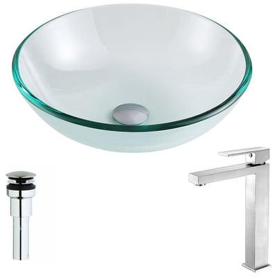 Bathroom Vanity Sinks Anzzi Etude Series Tempered Glass Clear Clear LSAZ087-096B 848308084113 BATHROOM - Sinks - Vessel - Te Glass Sinks Glass deco-glass Sinks with Faucets with Faucet Undermount Sink Undermount und 