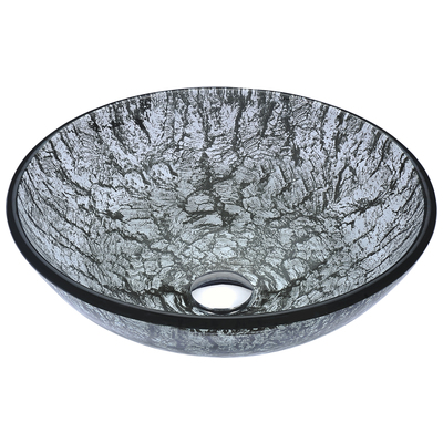 Bathroom Vanity Sinks Anzzi Gardena Series Glass Verdure Silver Silver LS-AZ8230 191042049130 BATHROOM - Sinks - Vessel - Te Glass Sinks Glass deco-glass Undermount Sink Undermount und 
