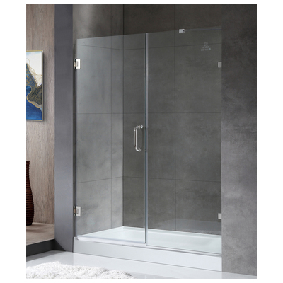 Shower and Tub Doors-Shower En Anzzi Makata Series Glass Polished Chrome Chrome SD-AZ8073-01CH 191042048102 SHOWER - Shower Doors - Hinged Hinged Shower Chrome Steel Shower Door 60-69 in Hinged 
