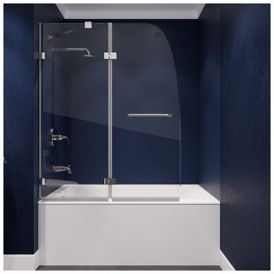 Shower and Tub Doors-Shower En Anzzi Pacific Series Glass Polished Chrome Chrome SD-AZ8076-01CH 191042048195 SHOWER - Tubs Doors - Hinged Hinged Shower Chrome Steel Tub Door 40-49 in Hinged 