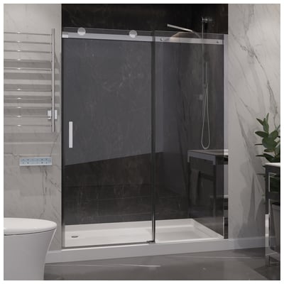 Shower and Tub Doors-Shower En Anzzi ANZZI Aluminum Polished Chrome SD-FRLS05701CHR 191042071063 SHOWER - Shower Doors - Slidin Shower Sliding Chrome Steel Shower Door 40-49 in Sliding 