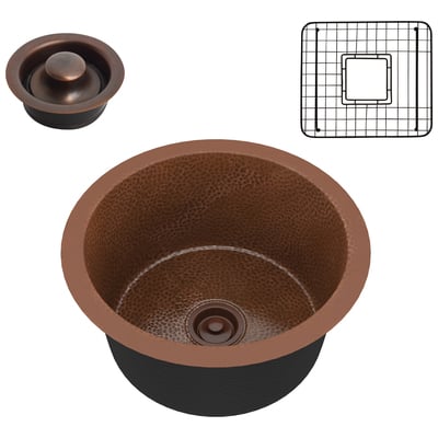 Single Bowl Sinks Anzzi Thrace Copper Hammered Antique Copper Copper SK-003 191042047075 KITCHEN - Kitchen Sinks - Drop Drop-In Single Copper Hammered 