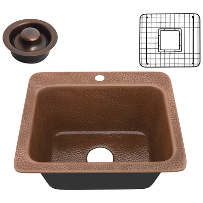 Single Bowl Sinks Anzzi Manisa Copper Hammered Antique Copper Copper SK-030 191042047310 KITCHEN - Kitchen Sinks - Drop Drop-In Single Copper Hammered 
